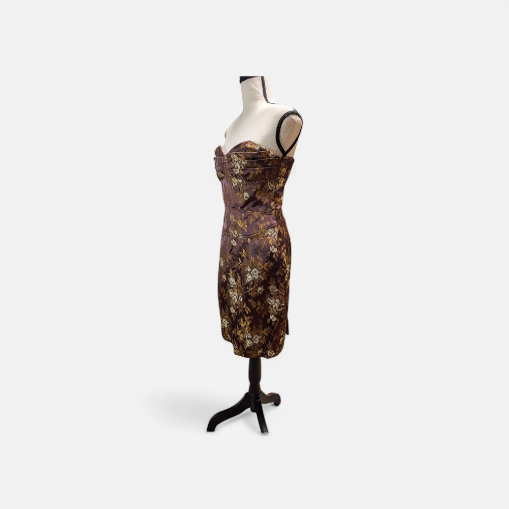 To the Max Strapless Dress in Brown and Gold - Picture 3 of 10